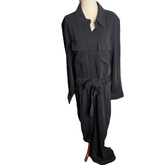 Madewell $198 Tie-Waist Straight-Leg Jumpsuit Black Size 8 NT362 - Picture 2 of 10